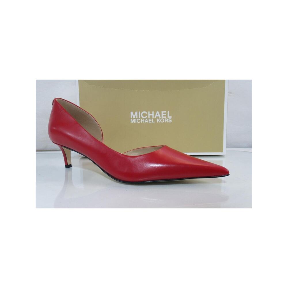 Michael Kors Size 9 Elyse Kitten Heel Pump Pointed Toe Crimson Red Leather
